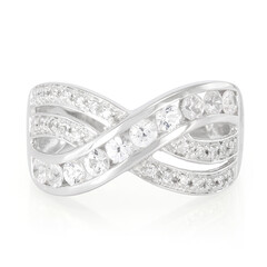 Zilveren ring met witte saffieren