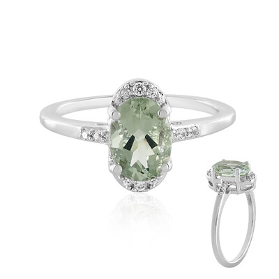 Zilveren ring met een groene amethist