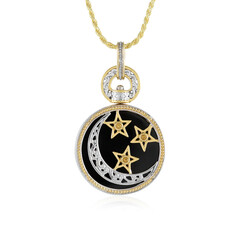 Zilveren halsketting met een zwarte onyx (Gems en Vogue)