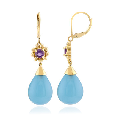 Zilveren oorbellen met Aqua Chalcedonen