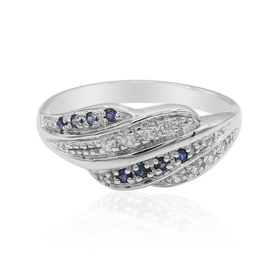 Zilveren ring met blauwe saffieren