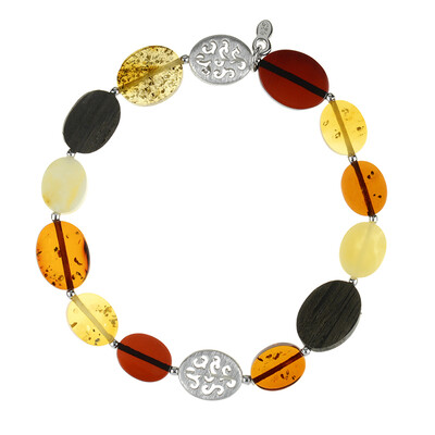 Zilveren armband met Baltische barnsteen (dagen)