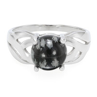 Zilveren ring met een sneeuwvlokken obsidiaan