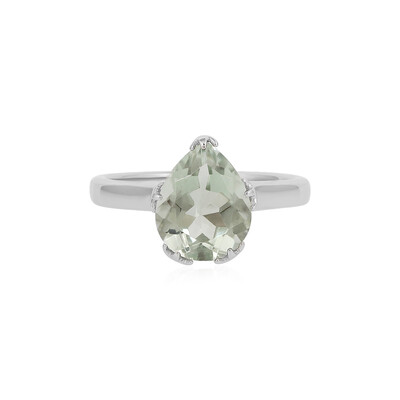 Zilveren ring met een groene amethist
