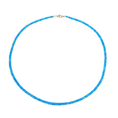 Gouden halsketting met neon blauwe apatieten