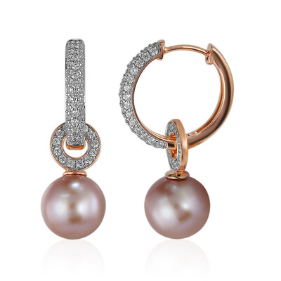Gouden oorbellen met koninklijke roze Ming parels (TPC)