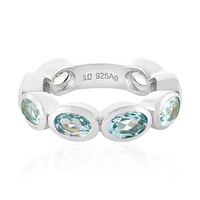 Zilveren ring met hemel-blauwe topaasstenen