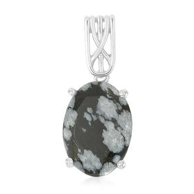 Zilveren hanger met een sneeuwvlokken obsidiaan