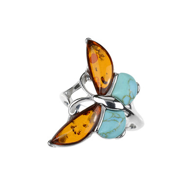 Zilveren ring met Baltische barnsteen (dagen)