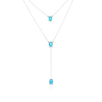 Zilveren halsketting met Paraiba Topaasstenen