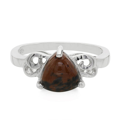 Zilveren ring met een mahonie obsidiaan