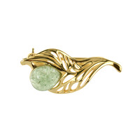Zilveren broche met een groene kwarts