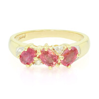Gouden ring met Onverhitte Padparadscha Saffieren