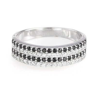 Zilveren ring met zwarte spinelstenen