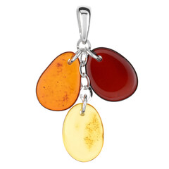 Zilveren hanger met een cognac Baltische barnsteen