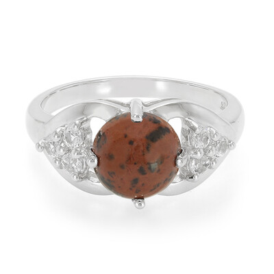 Zilveren ring met een mahonie obsidiaan