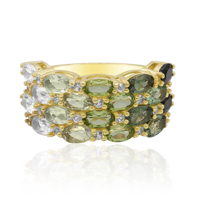 Zilveren ring met groene toermalijnen