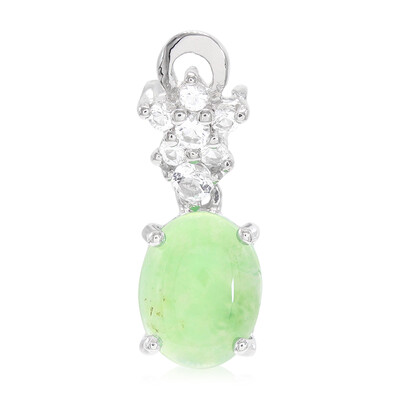 Zilveren hanger met een keizerlijk chrysopraas