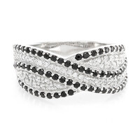Zilveren ring met zwarte spinelstenen