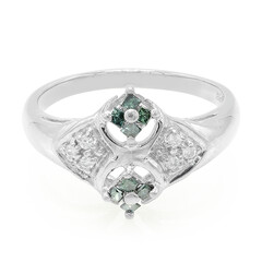 Zilveren ring met bosgroene diamanten