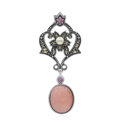 Zilveren hanger met een roze opaal (Annette classic)