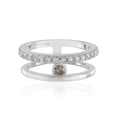 Zilveren ring met een I3 Champagne Diamant (de Melo)
