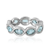 Zilveren ring met hemel-blauwe topaasstenen