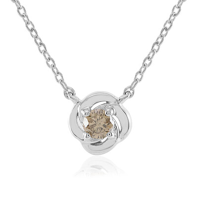 Zilveren halsketting met een I3 Champagne Diamant