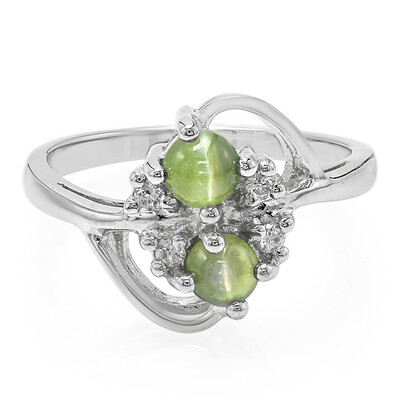 Zilveren ring met kattenoog-alexandrietstenen