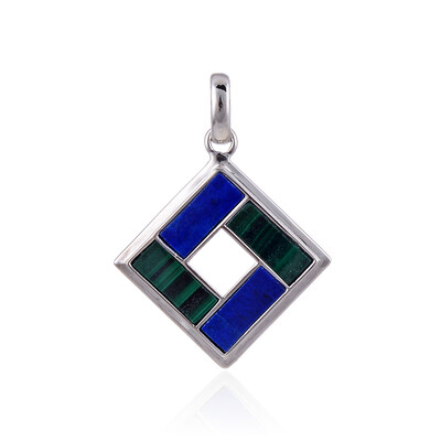 Zilveren hanger met lapis lazulistenen