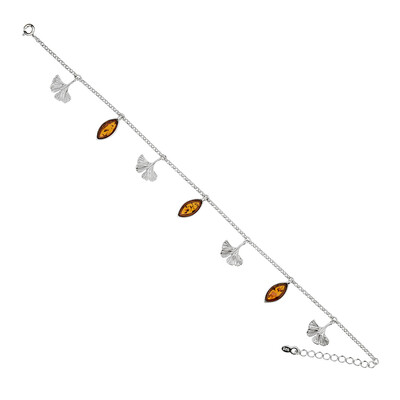 Zilveren armband met Baltische barnsteen (dagen)