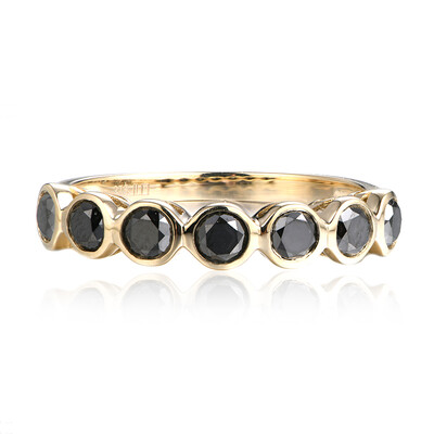 Gouden ring met zwarte diamanten