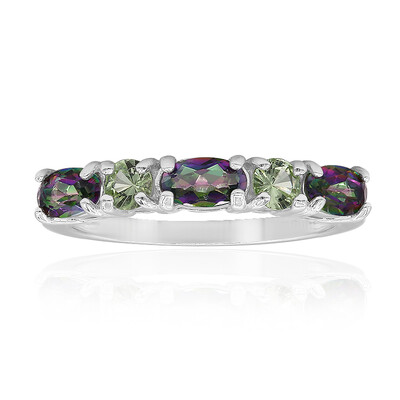 Zilveren ring met mystieke kwartskristallen