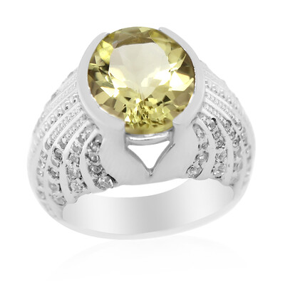 Zilveren herenring met een Ouro Verde kwarts