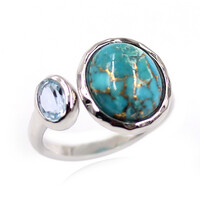 Zilveren ring met een Blauwe Koper Turkoois (Faszination Türkis)
