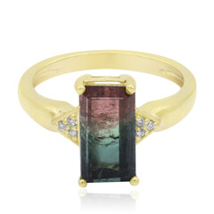 Gouden ring met een meerkleurige toermalijn
