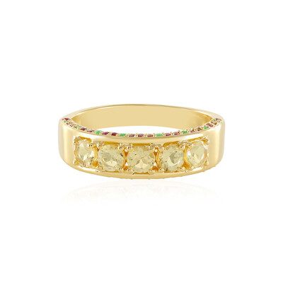 Zilveren ring met gele berillstenen