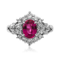 Platinaen ring met een roze saffier (CIRARI)
