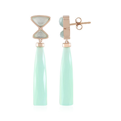 Zilveren oorbellen met groene chalcedoonstenen (KM by Juwelo)