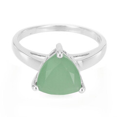 Zilveren ring met een groene chalcedoon