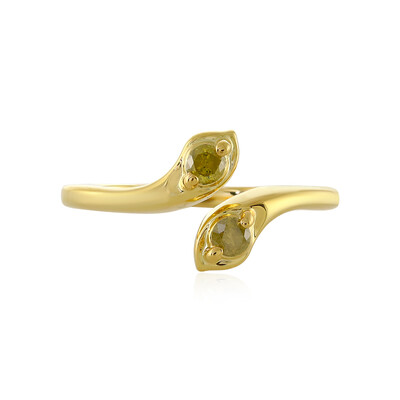 Zilveren ring met I3 Gele Diamanten