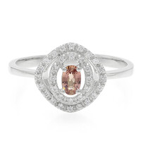 Zilveren ring met een Padparadscha saffier