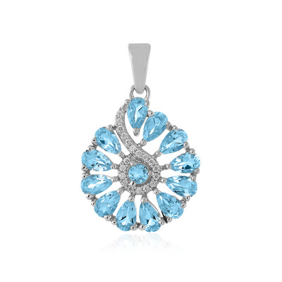 Zilveren hanger met hemel-blauwe topaasstenen
