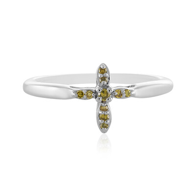 Zilveren ring met een I2 Gele Diamant