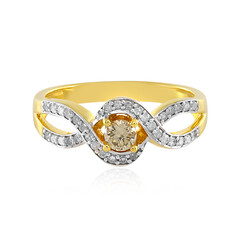 Zilveren ring met een PK Champagne Diamant