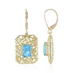 Gouden oorbellen met Zwitsers-blauwe topaasstenen (Ornaments by de Melo)
