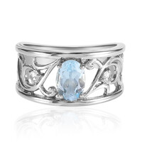 Zilveren ring met een hemel-blauwe topaas