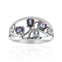 Zilveren ring met mystieke kwartskristallen