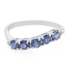 Zilveren ring met blauwe Birmese saffieren