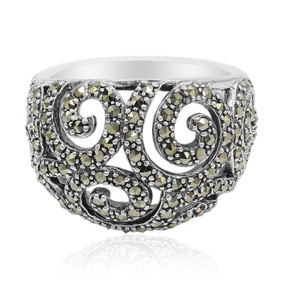 Zilveren ring met marcasieten
